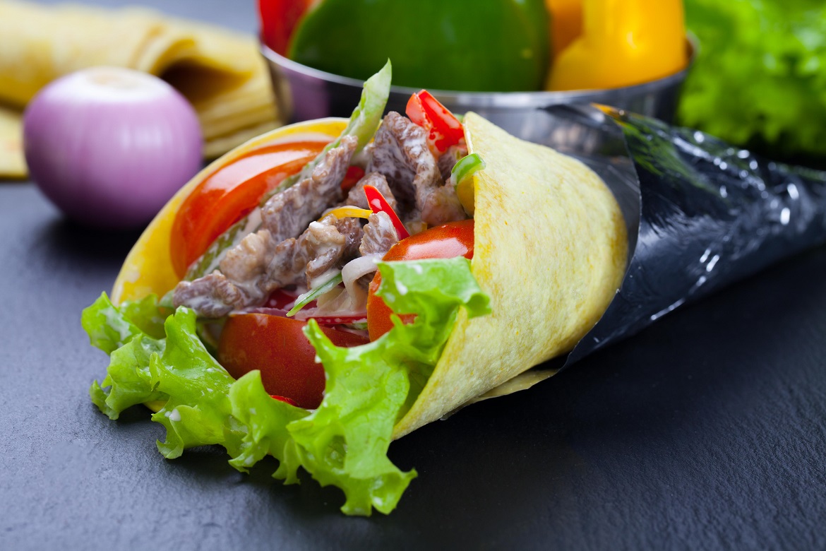 Tortilla cones with beef filling
